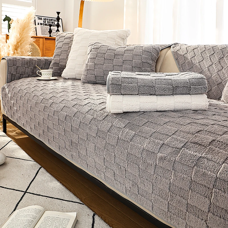 【暖阳】简约毛绒沙发垫坐垫防滑加厚秋冬季舒棉绒款套罩靠背扶手