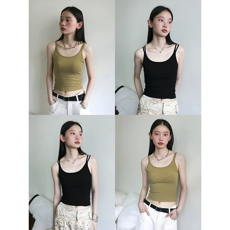 基础款自带胸垫双肩带背心