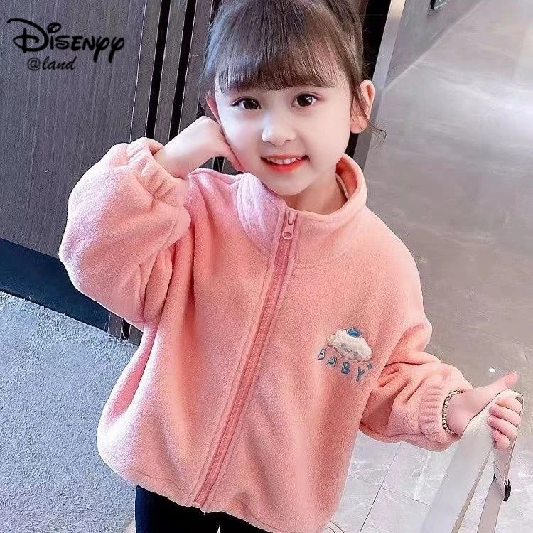 Diseeny乐园女童外套秋季新款儿童洋气秋冬毛绒上衣百搭加绒款iq