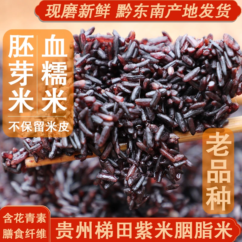 山为贵贵州梯田农家紫米胚芽米血糯米胭脂米高山天然真空包装粗粮