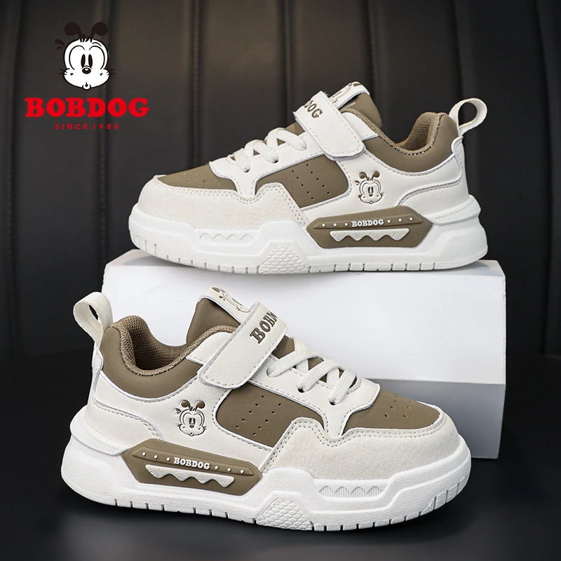 巴布豆童鞋男童鞋子春秋季新款皮面儿童运动鞋男孩小学生潮款板鞋