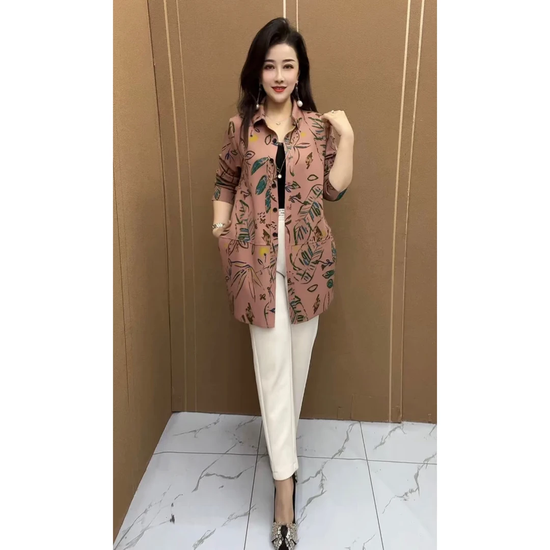 2024早秋新款网红爆款韩版时尚气质高雅遮肉显瘦宽松中长款外衣