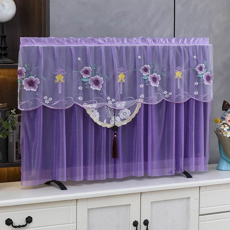 全新蕾丝刺绣工艺品质电视机罩超薄电视专用款四季可用电视防尘罩