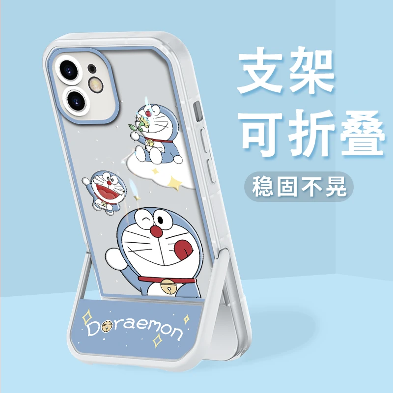 哆啦A梦适用苹果/华为小米/oppo/vivo新款隐形支架防摔卡通壳