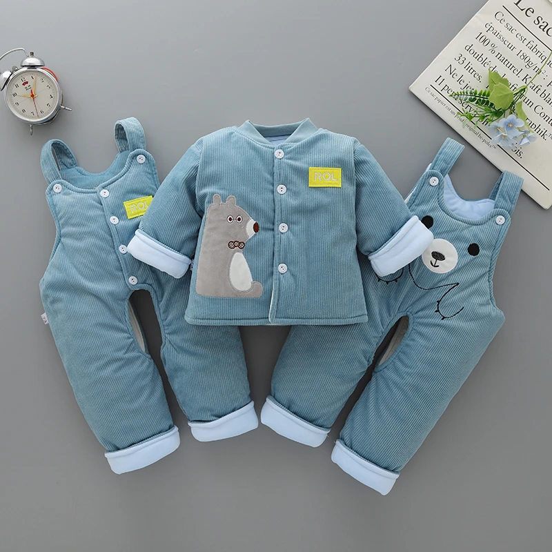 宝宝冬季棉衣外穿加厚保暖婴幼儿衣服棉袄秋冬装外出服背带裤套装