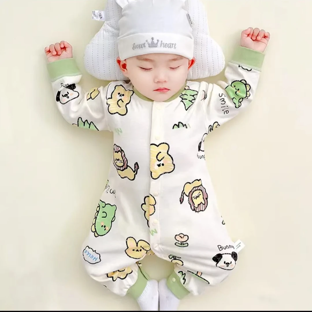 新生儿新款无骨连体衣服男女宝宝四季哈衣爬服100%棉宝宝衣服