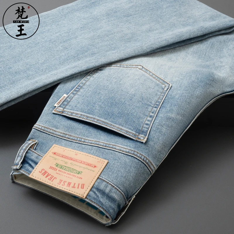 FANWANG/梵王秋冬青年九分牛仔裤男小直筒弹力欧版轻奢休闲长裤子