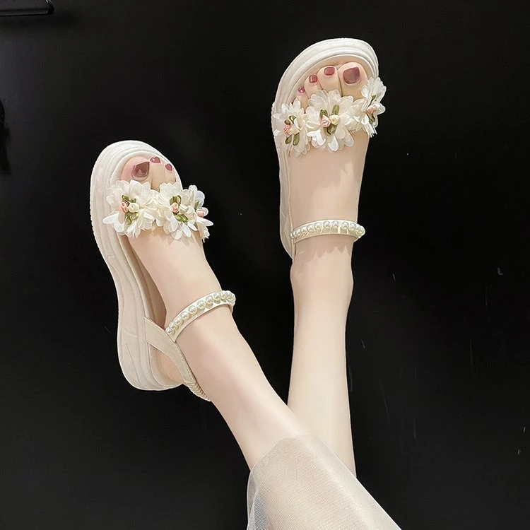 2025年夏季新款韩版ins风平底厚底外穿百搭松糕凉鞋女XH7158