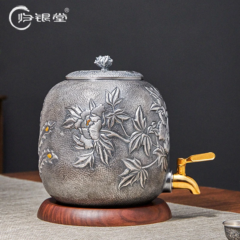 归银堂手工镀金牡丹凤凰水缸大容量储水罐酒缸GS-HYSG231101