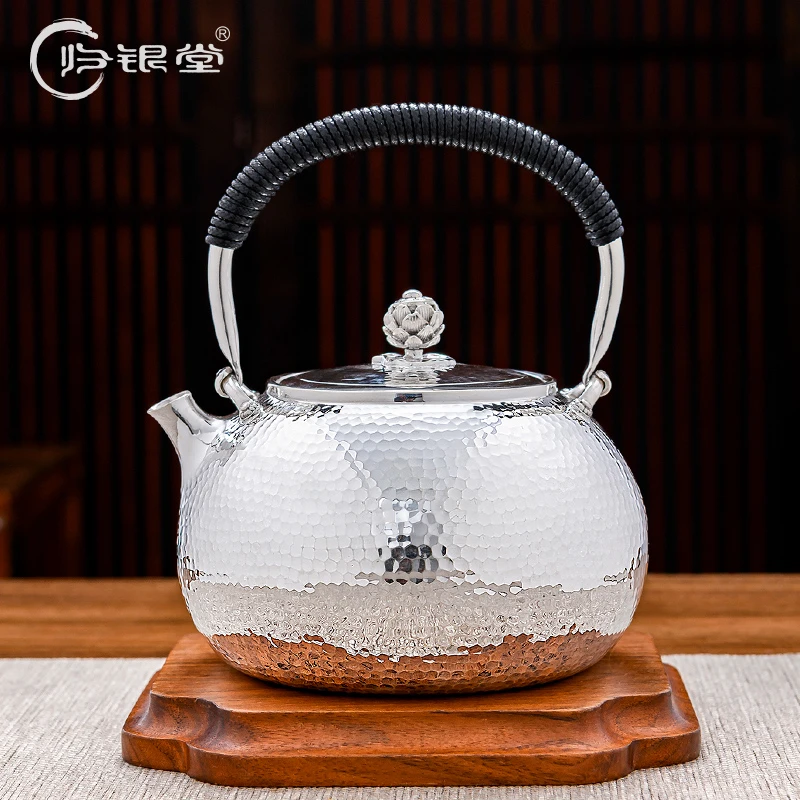 归银堂纯手工镜面锤纹烧水壶中式茶具烧水壶GS-HSSH220904
