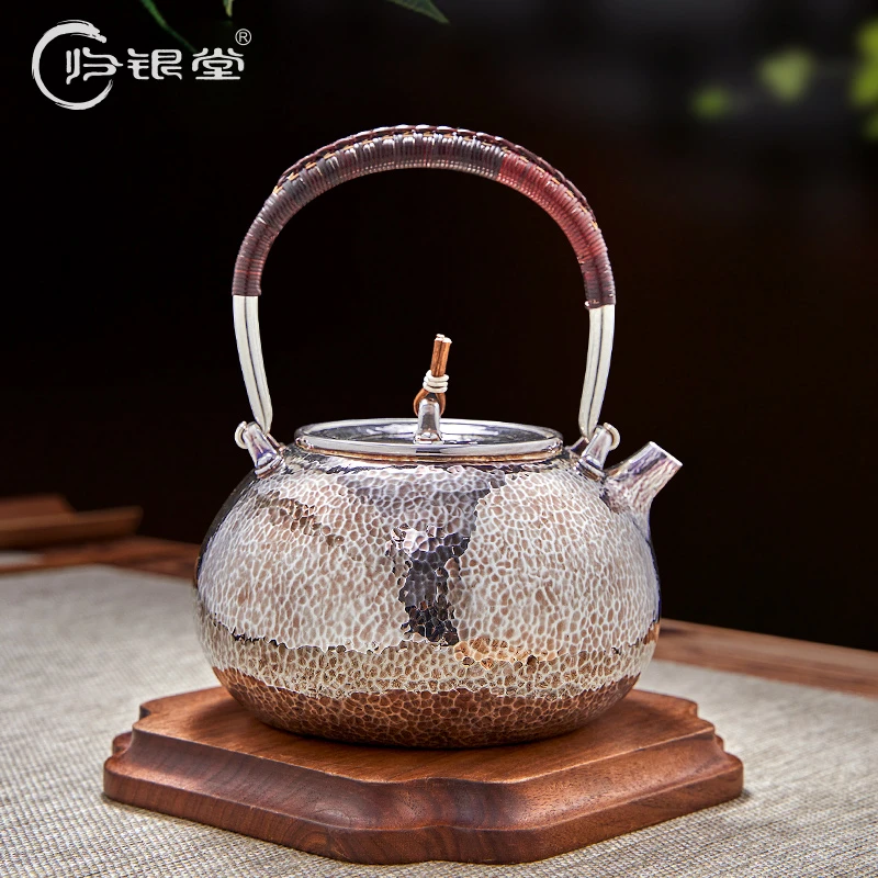 归银堂足银银壶手工银壶藤摘亮咖壶家用煮水烧水壶GS-HSSH220502