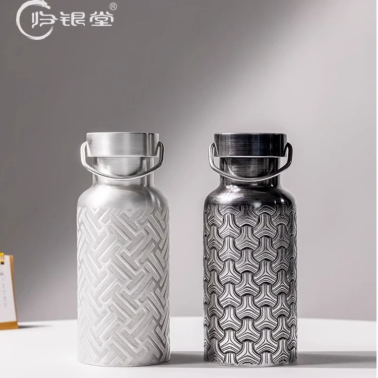 归银堂 足银银制品 时尚运动水壶冷水壶便携水杯GS-HYSH230502