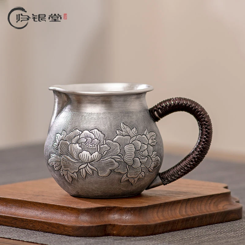 归银堂足银公道杯手工银茶具茶漏杯分茶器家用银杯GS-FGDB180304