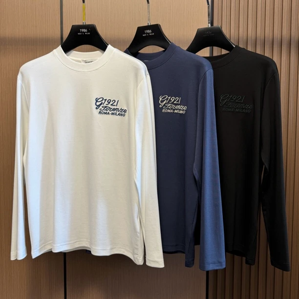 【迪赛普澜】9032男士百搭立体字母印花亲肤舒适长袖T恤