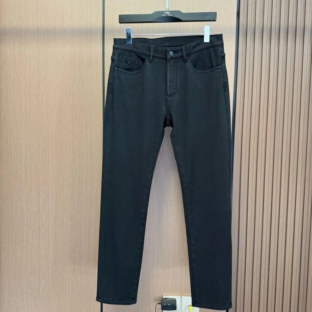 【加绒牛仔裤】378男士轻奢加绒弹力修身小直筒黑牛仔裤