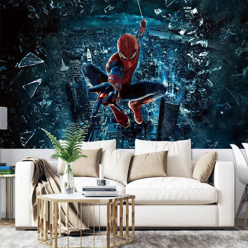 漫威海报墙贴画钢铁侠蜘蛛侠超大宿舍墙贴画壁画定制背胶墙纸