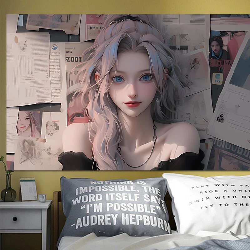 金克丝报纸墙海报超大唯美壁画电竞LOL游戏宿舍卧室贴纸自粘墙纸