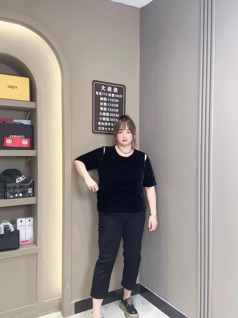 2024秋季新款广州JM7022丝绒亮钻半袖T恤