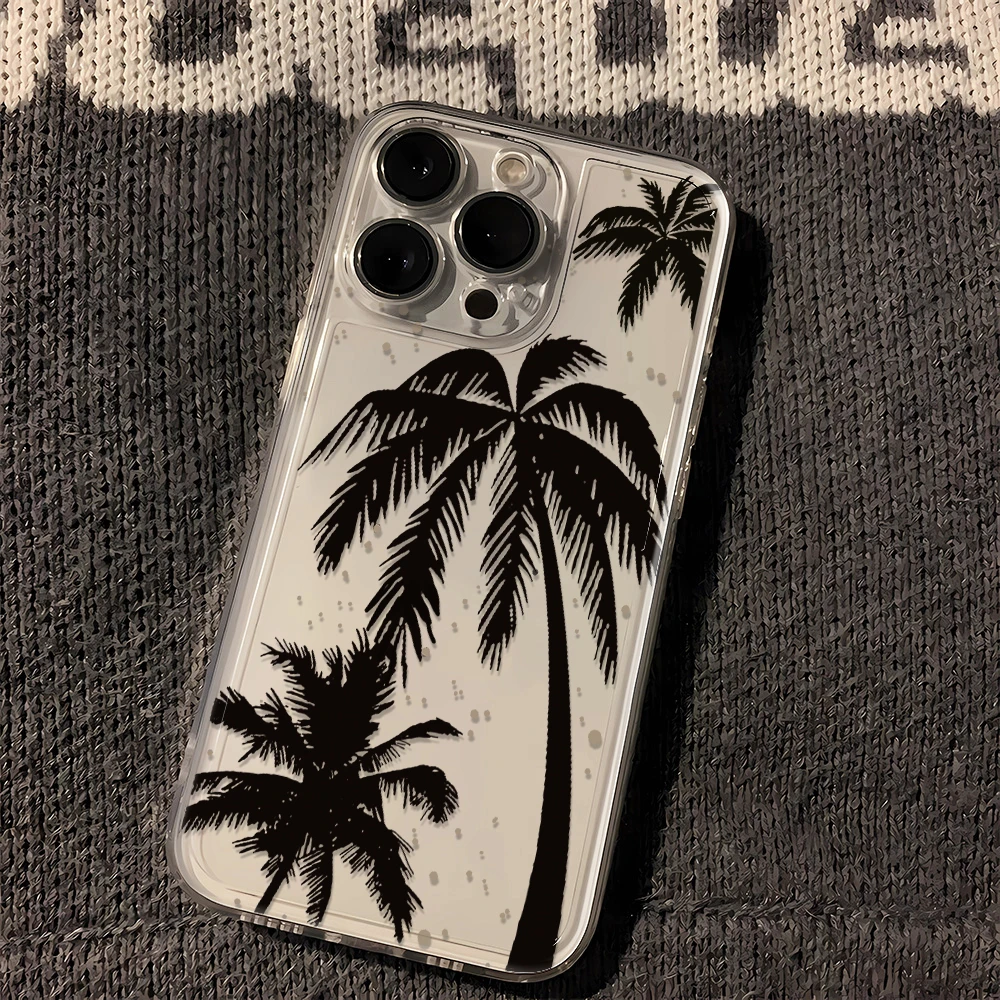 椰子树苹果小米oppo三星vivo华为一加适用iPhone15手机壳透明