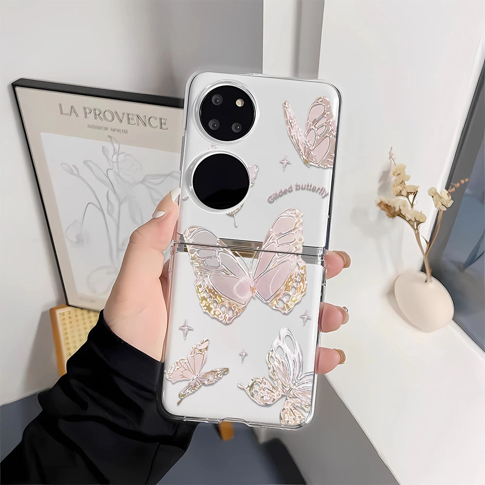 蝴蝶华为P50PocketS折叠硬OPPON2N3Flip三星ZFlip手机壳ZFold23