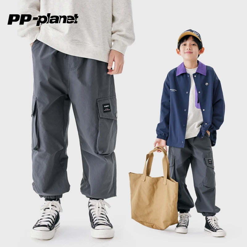 PP星球原创童装男童工装休闲裤2024春秋新款中大童工装束脚长裤潮