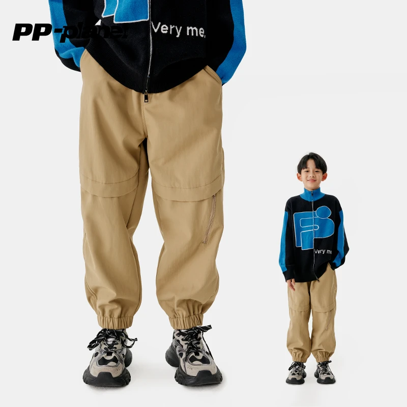 PP星球男童加绒裤子一体绒冬款儿童保暖休闲裤新中大童工装裤