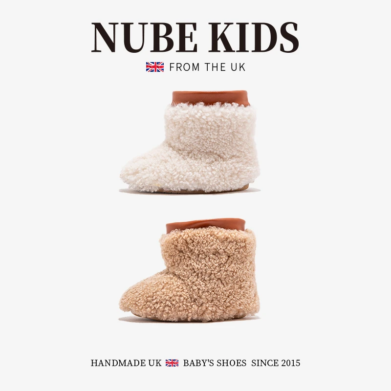 NUBEKIDS真羊毛女童棉靴宝宝雪地靴加绒冬季中小童毛毛靴55A6895