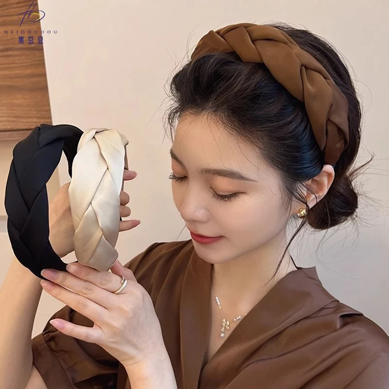 高级感交叉缎面发卡发箍女款春夏高颅顶压发头饰2024新款宽边头箍
