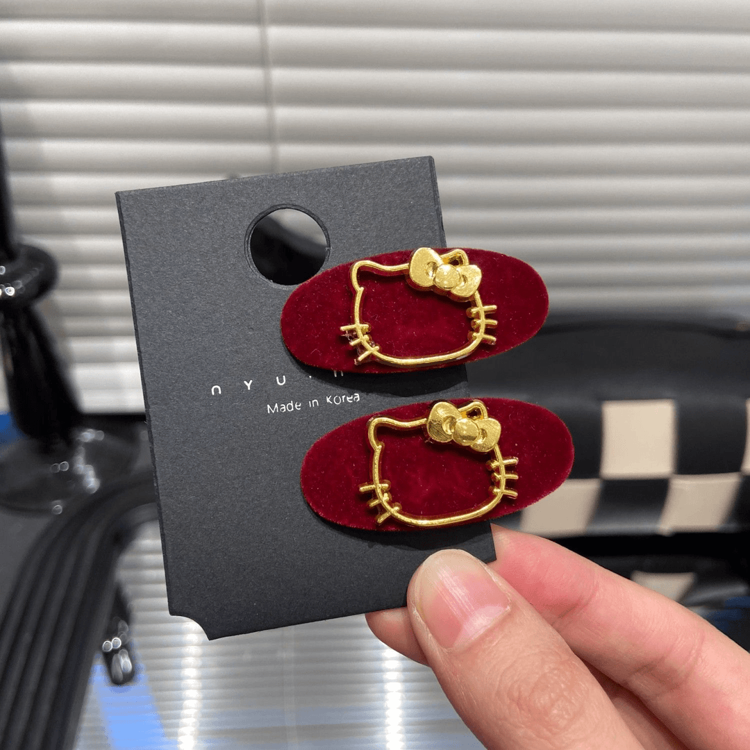 秋冬新款新年圣诞雪花小猫边夹微钻植绒蛋夹鸭嘴夹侧边女发夹女神