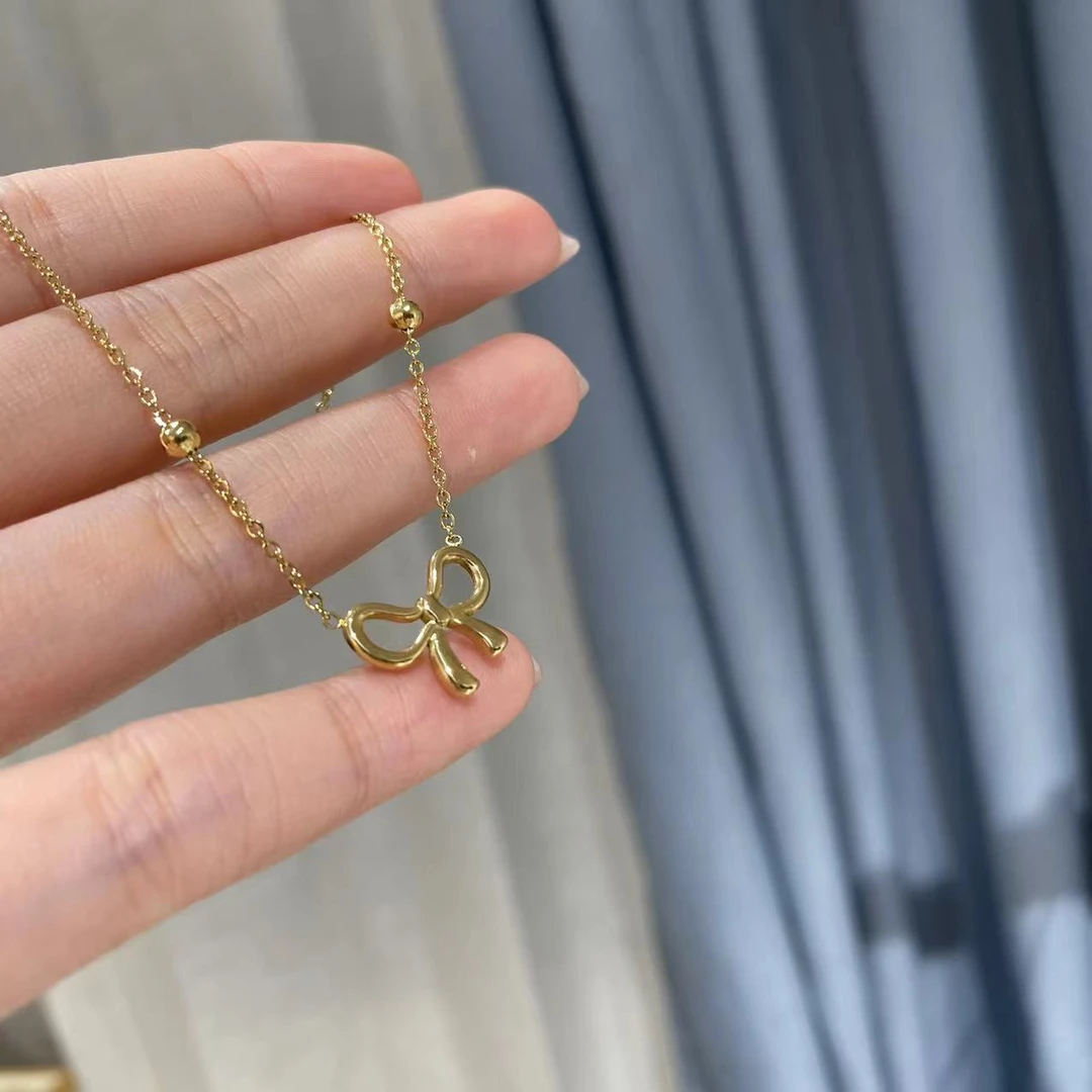 钛钢项链 超高版 不易褪色百搭系蝴蝶结时尚项链 AX-8116