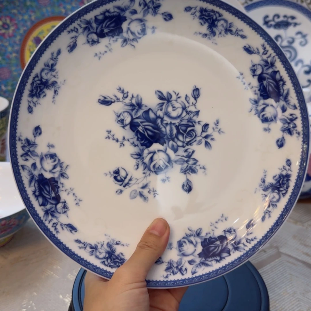 【闪购商品】瓷2个皇家玫瑰8寸月光平盘
