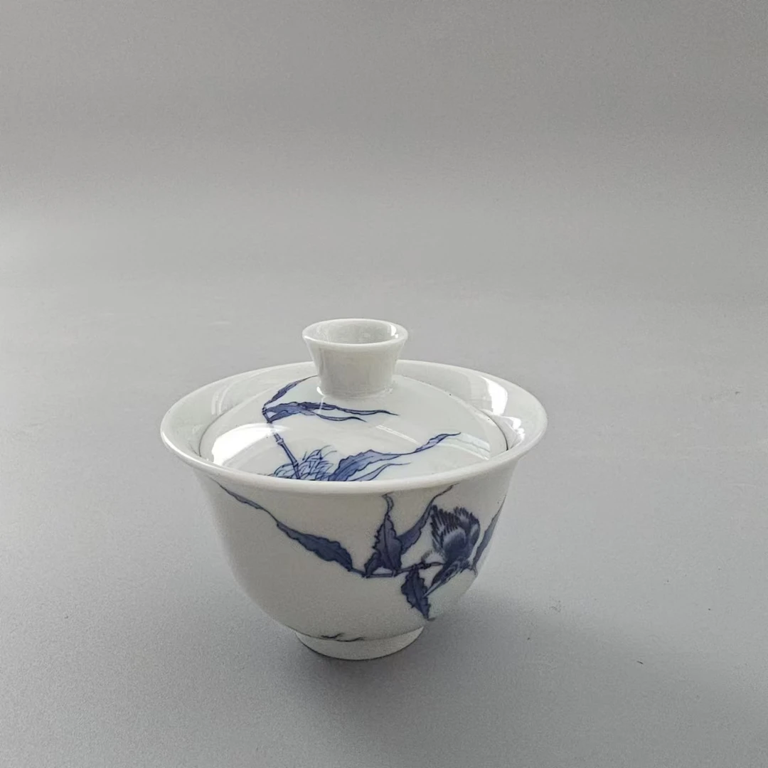 GZ RL/红叶（红叶手作）1头手绘青花单翠两才盖碗