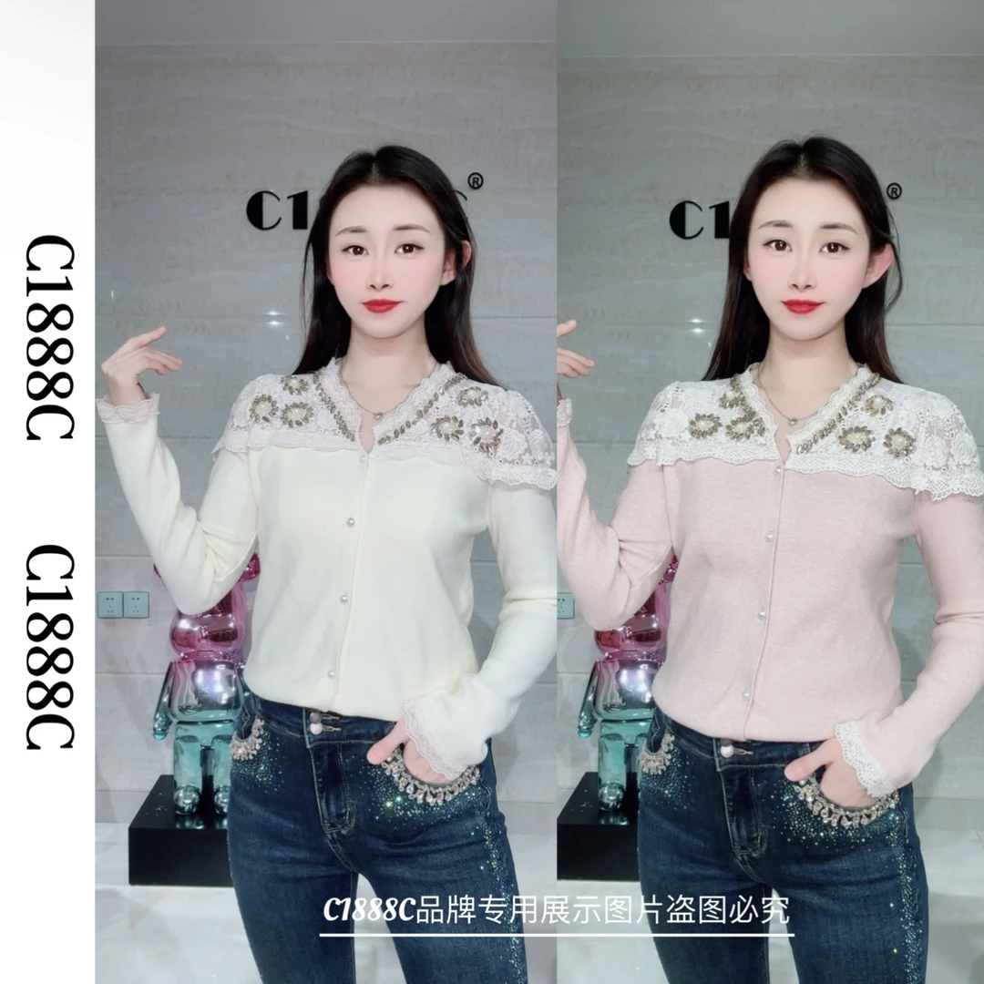 2378#C1888C品牌正品高端订制重工针织毛衫