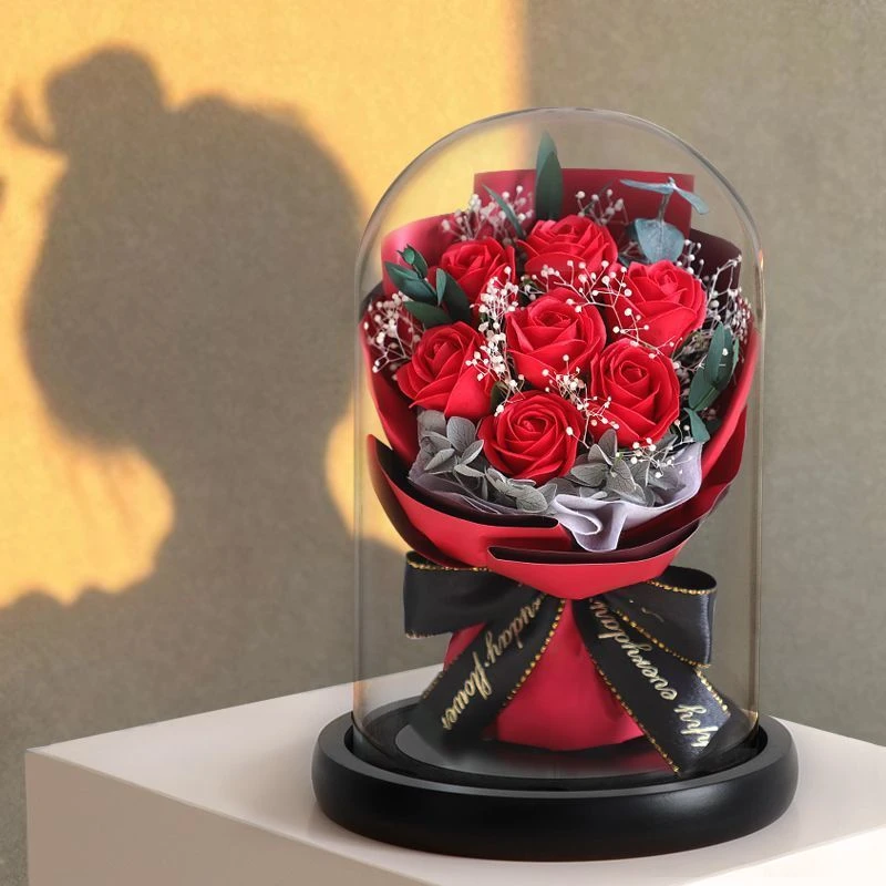 永生花成品碎冰蓝玫瑰花送女生礼物送老婆高端高颜值高级浪漫花束