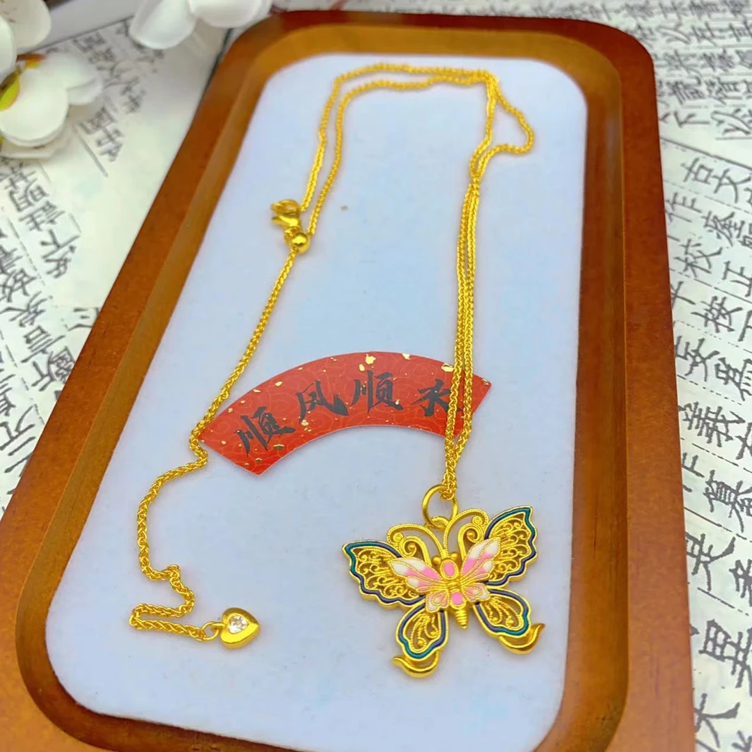 铜合金吊坠 SL090丨新中式国潮风/时尚珐琅彩蝴蝶肖邦链吊坠