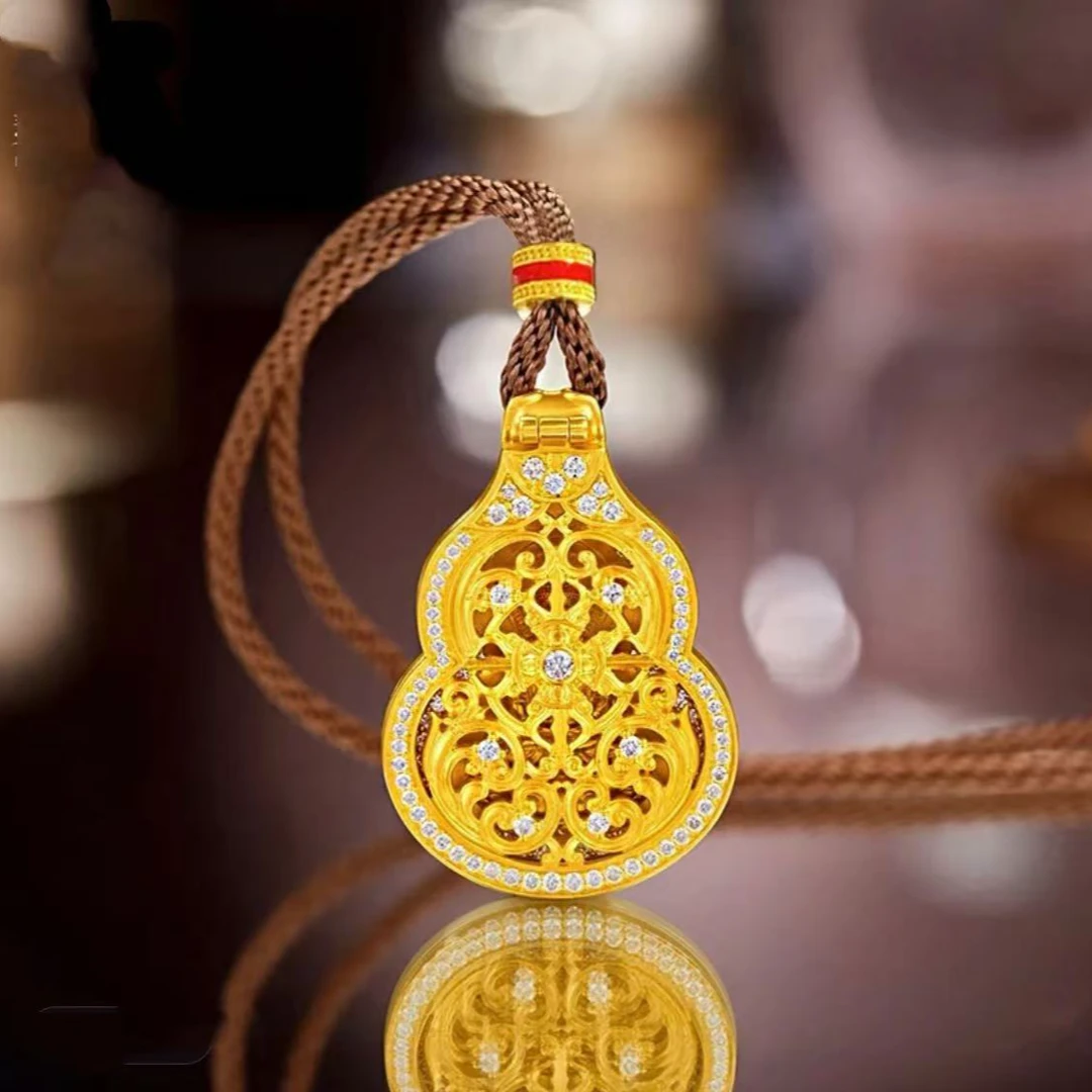 铜合金项链 SL新中式国潮风丨六字箴言点钻葫芦毛衣链