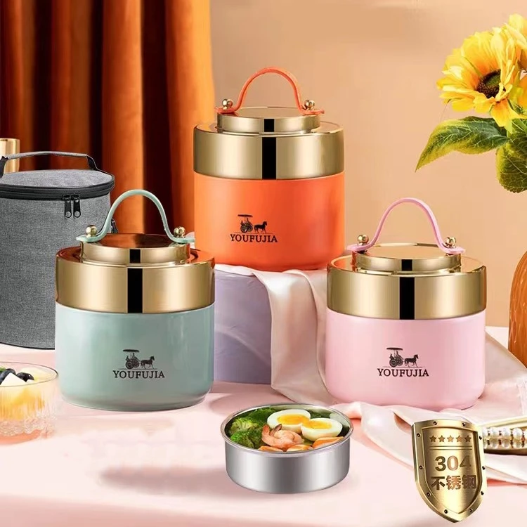 家用大容量网红手提分格保温饭盒上班族焖烧杯保温饭桶便当盒带盖