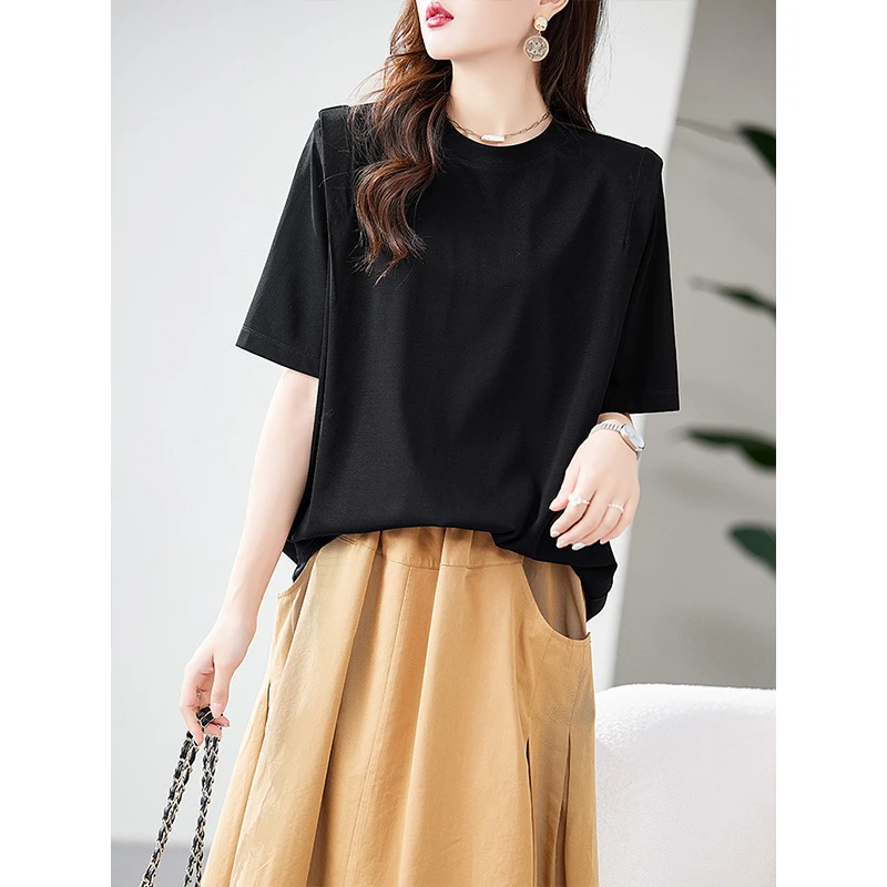 白色短袖t恤女夏新款宽松半袖体恤洋气打底内搭显瘦上衣B4023