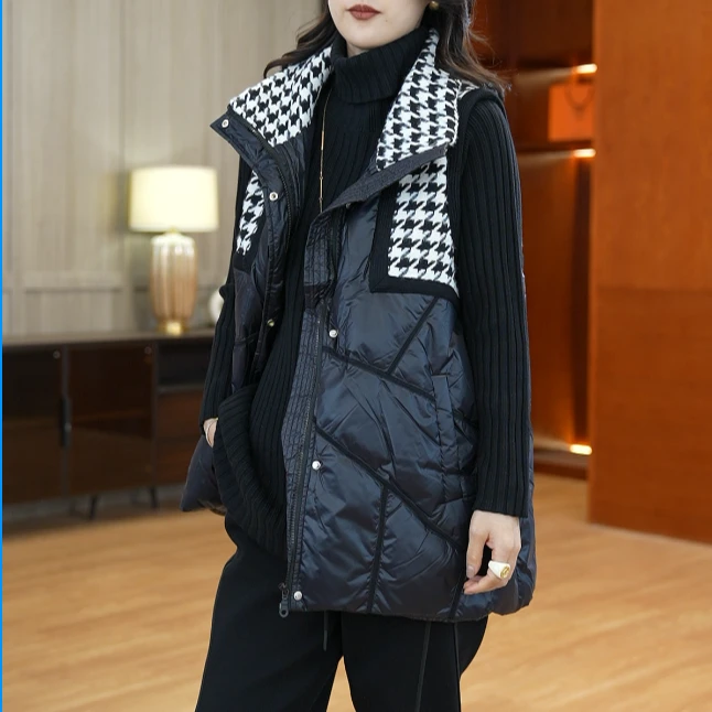 衣品乐欧洲站大码简约撞色马夹女宽松外套DUA9982