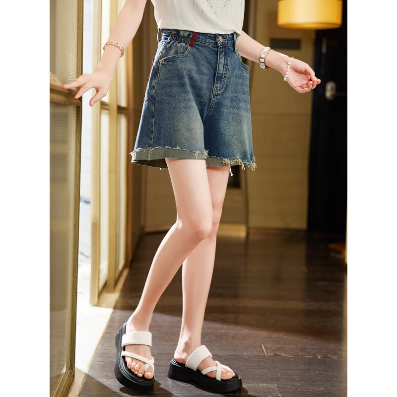 牛仔短裤女夏薄款新款休闲宽松高腰显瘦减龄胖mm直筒裤子B5124