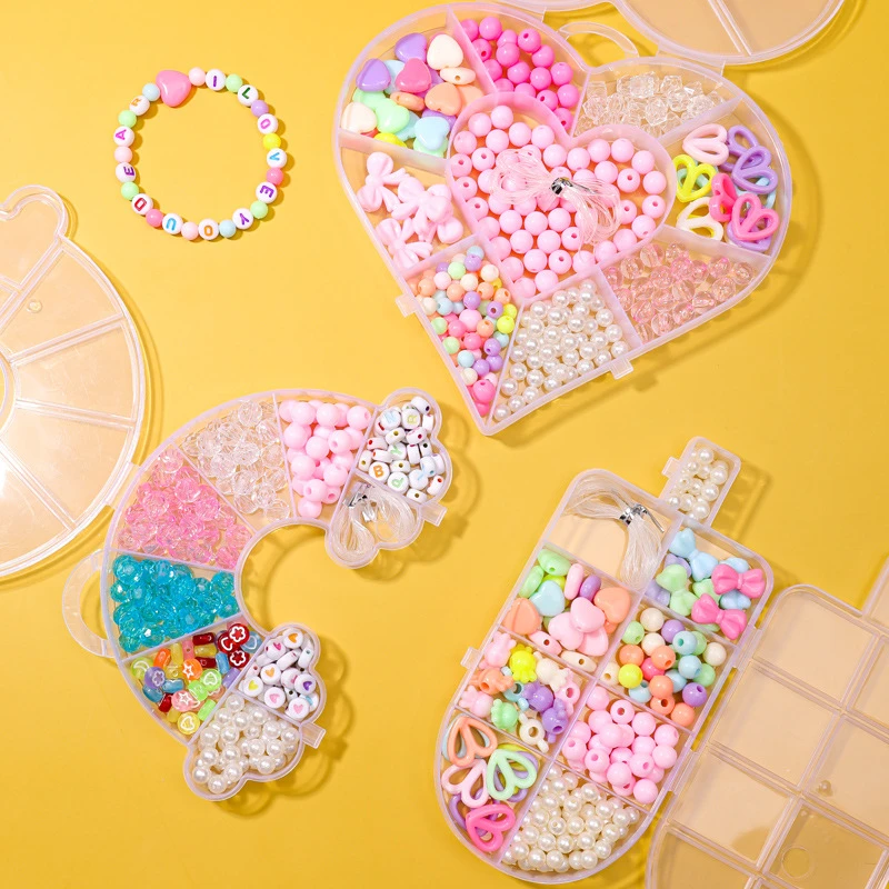 儿童益智玩具穿珠子手工制作材料包女孩diy手链项链跨境儿童串珠
