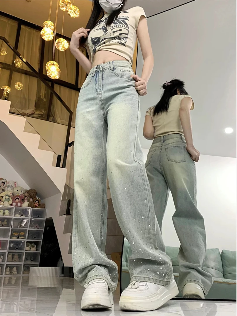 乖一点阔腿牛仔裤