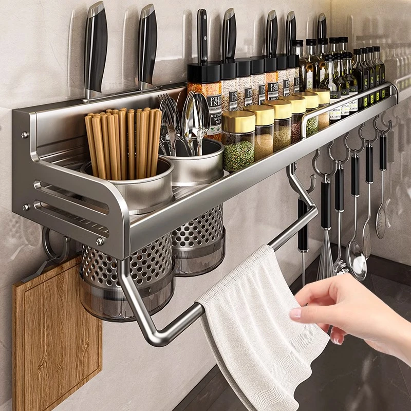 耐高温免打孔壁挂式厨房沥水筷子笼置物架刀架加厚多功能收纳架子