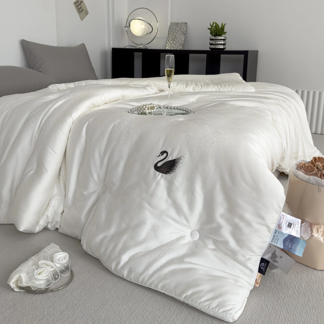 米佳 轻奢天鹅挽歌 柜柜同款冬被 加厚保暖色织提花秋冬款