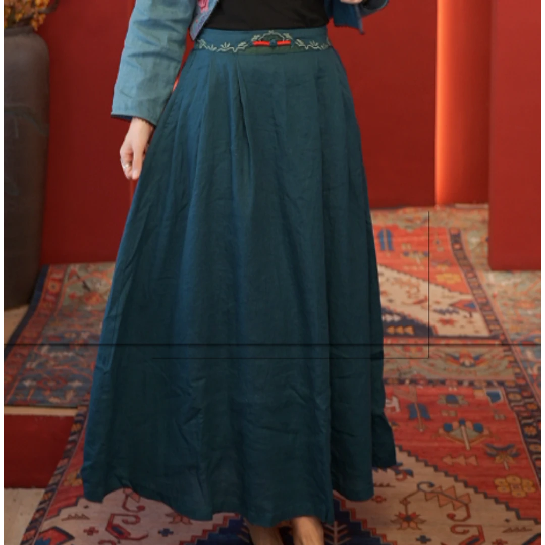 羊在在亚麻半身裙BQ899