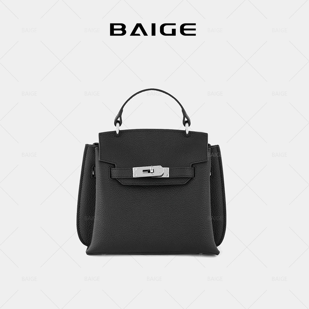 头层牛皮凯莉包2025新款手提包包女高级百搭轻奢单肩斜挎女包9375