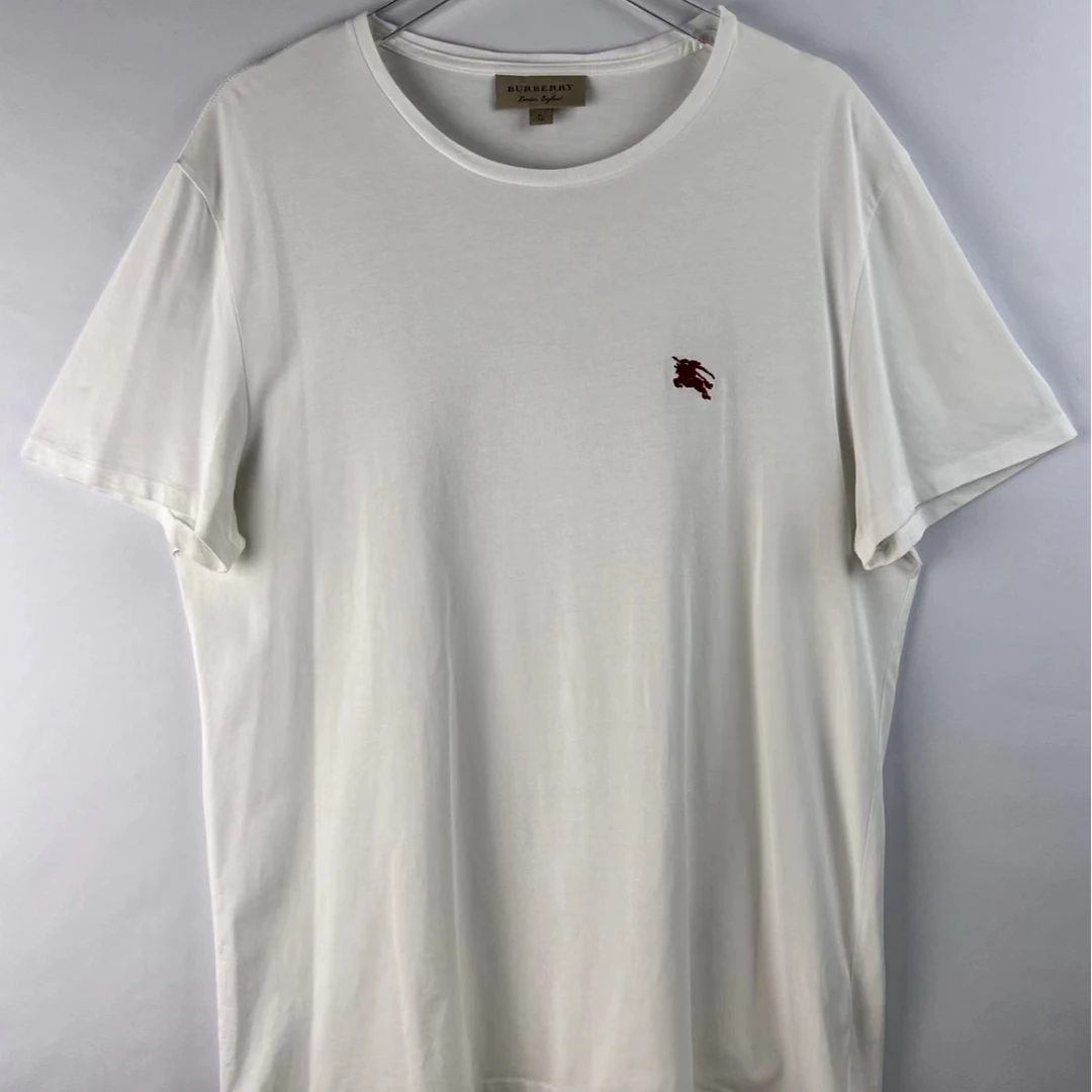 准新 8187206 Burberry博柏利 刺绣棉质男士圆领短袖T恤白色 XL码