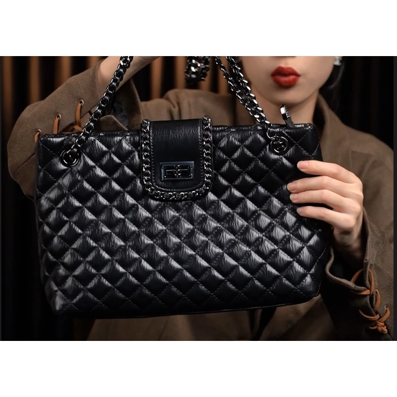 LEATHER BAG STUDIO 原创高定“菱格”真皮包-H1410