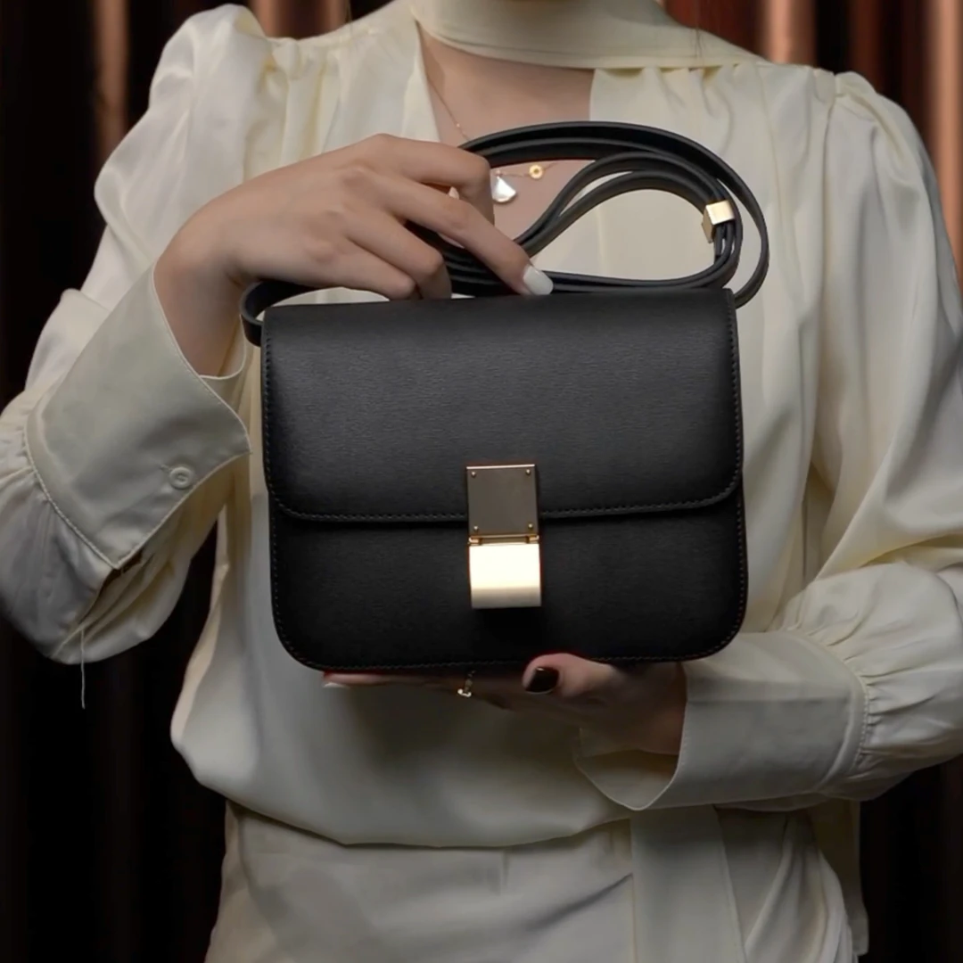 LEATHER BAG STUDIO原创设计高定20cm“豆腐”真皮包 -Q1045