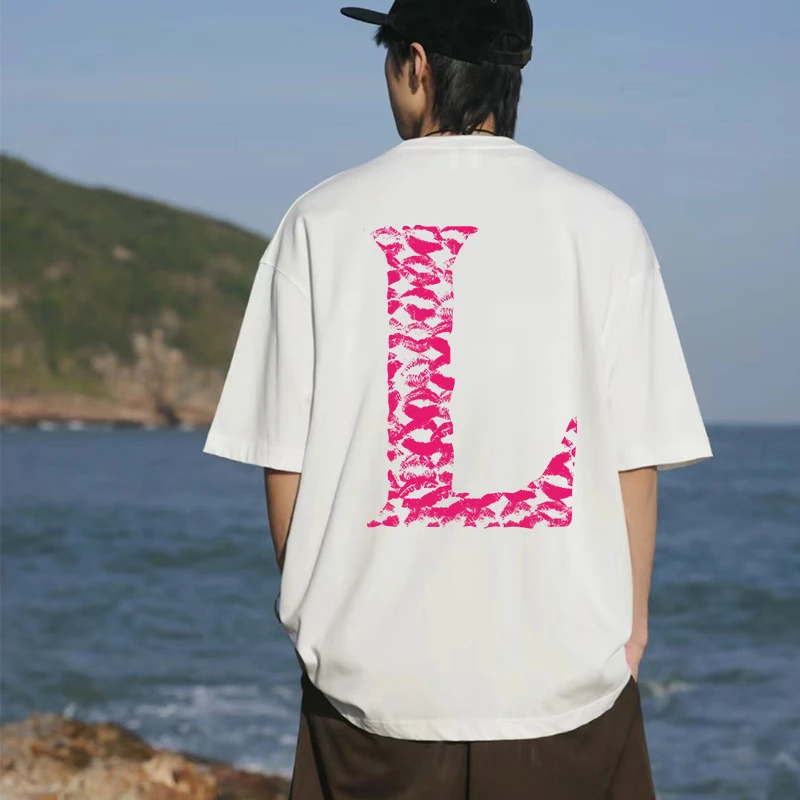 520礼物送男友DIY口红印t恤唇印短袖夏季纯棉情侣装白色圆领休闲